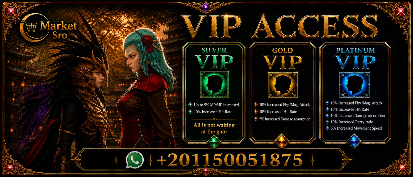 Market SRO VIP Access: Silver, Gold and Platinum packages